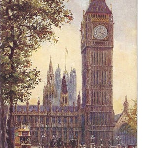 RESERVADO PARA MANUELA - Big Ben assinado pelo artista, cartão postal de Londres, c. 1910