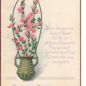 Cartolina di Pasqua con cesto di fiori, 1924