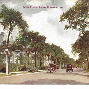 Cartolina fotografica di Shady Lake Shore Drive, Chicago, 1915