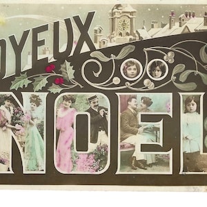 Joyeux Noel French Christmas Photo Postcard, c. 1910