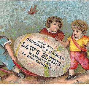 Tarjeta comercial de limpieza del hogar de Egg Children, c. 1880