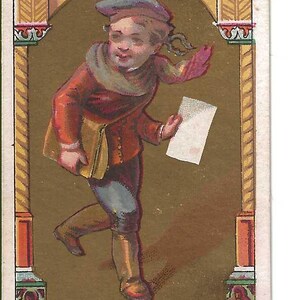 Englische Jungenschuh-Handelskarte, c. Um 1880
