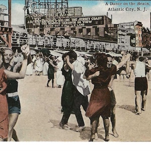 Dancing on the Beach, Atlantic City Photo Postcard, c. 1910