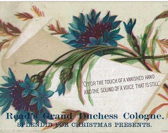 RÉSERVÉ À BRENDA - Carte commerciale de Cologne florale, v. 1880