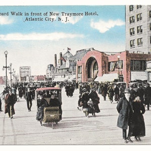 Atlantic City Boardwalk Rolling Cars Photo Postcard, c. 1910