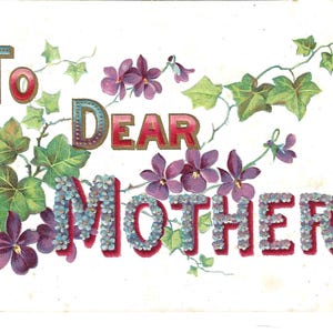 Liebe Mutter Veilchen und Efeu Postkarte, c. Um 1910