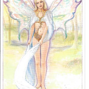 Cartão postal da Fada do Pomar assinado pelo artista, 1993