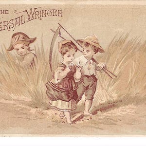 Weizenfelder Kinderkleidung Wringer Trade Card, c. Um 1880