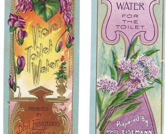 RESERVADO PARA ADRIENNE - Par de etiquetas de perfume florales, c. 1900