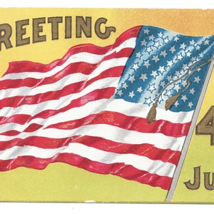 Carte postale "BOLD" Drapeau américain du 4 juillet 1908