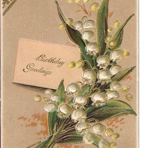 Maiglöckchen Geburtstags Postkarte, c. Um 1910