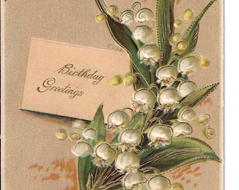 Carte postale d'anniversaire Muguet, v. 1910