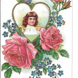 Rosa Herz-Mädchen-Geburtstags-Postkarte, c. Um 1910