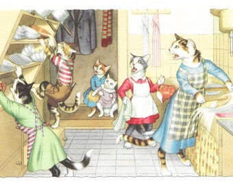 Mainzer Cats Kitchen Hijinks Postcard, c. 1960