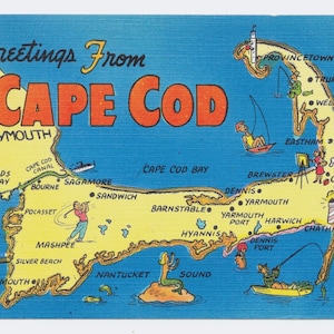 Cape Cod Grüße Karte Postkarte, c. um 1940