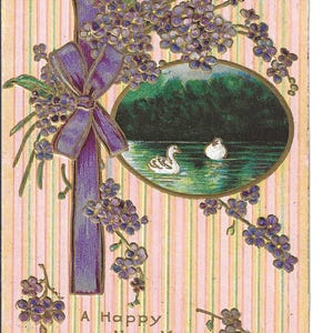 Carte Postale Lilas Cygnes, 1910