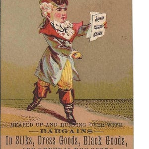 Singing Gentleman Trockenwaren-Handelskarte, c. Um 1880