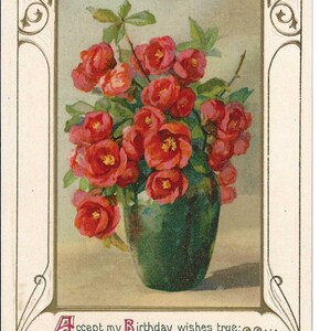 Winsch Vase of Poppies Geburtstagspostkarte, 1913