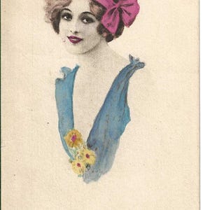 Pocztówka „Dama w niebieskiej sukni”, ok. 1910 r.