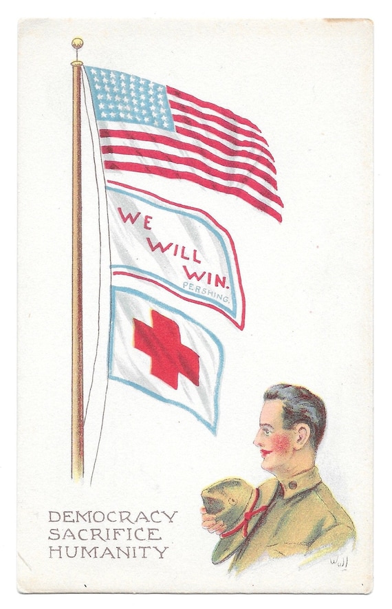 1917 France WW1 postcard celebrating US entry into War 1917 France WW1 postcard celebrating US entry into War