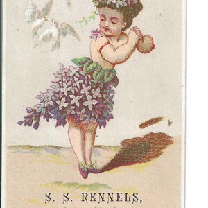 RESERVADO PARA MERISSA - Tarjeta comercial de la Chica Lila, c. 1880