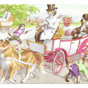 Postal del carruaje nupcial de los gatos de Mainz, c. 1960