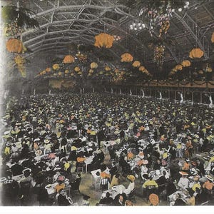 Postal fotográfica del jardín de verano del Coliseo de Chicago, c. 1910