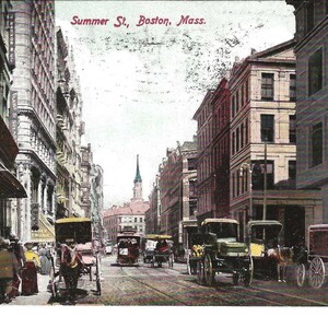 Cartolina fotografica di Summer Street, Boston, 1908