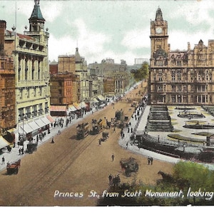 Carte postale avec photo sur Princes Street, Édimbourg, v. 1910
