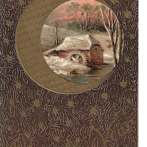 RESERVED FOR MANUELA - Crescent Moon Water Mill New Year Postcard, 1909