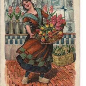 RESERVIERT für MANUELA - PFB Dutch Tulip Girl Birthday Postkarte, 1909