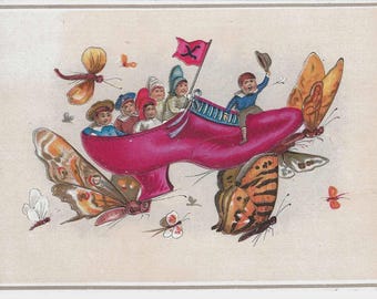 RESERVED FOR TATIANA - Victorian Flying Shoe Album Card, c. 1880