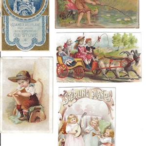 RESERVADO PARA LEE - Lote de cinco tarjetas comerciales con niños, c. 1880