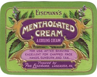 RISERVATO PER ADRIENNE - Etichetta cosmetica in crema metilica, circa 1900