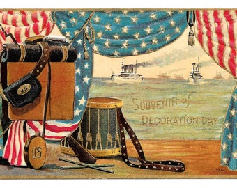 Draped Flags Memorial Day Postcard, c. 1910