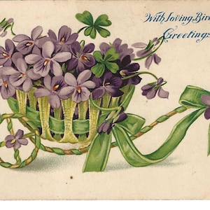 Pocztówka urodzinowa Violets Cart, ok. 1910 r.