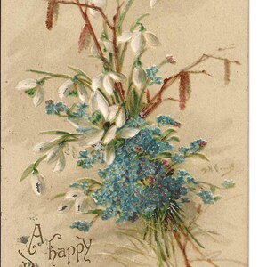 RÉSERVÉ À MANUELA - Carte postale de bouquet d'anniversaire signée par l'artiste, 1908