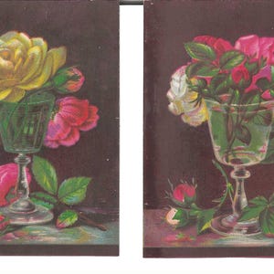 RESERVADO PARA ANGELA - Par de cartões de sabonete floral, c. 1880