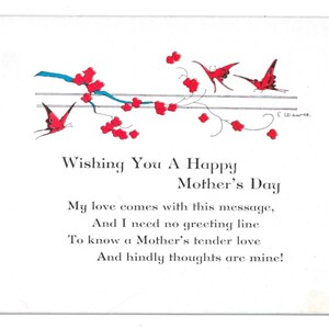 Carte postale de papillons pour la fête des mères signée par l'artiste, v. 1910