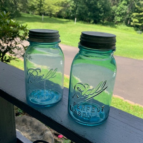 Turquoise Mason Jars Etsy