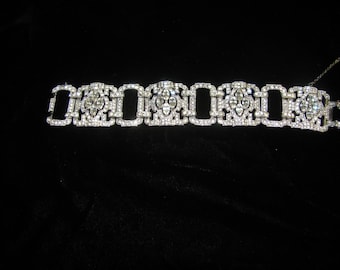 Beautiful Antique Art Deco Rhinestone Wedding Bracelet 1930's