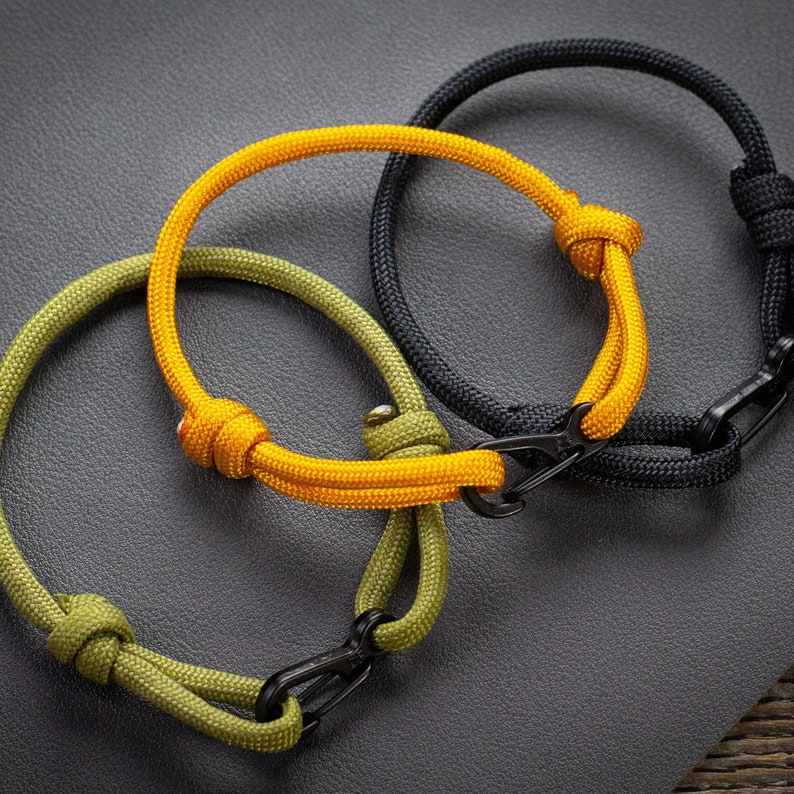 Minimalist Climbing Rope Bracelet Customizable Paracord Design, Adjustable Fit image 1