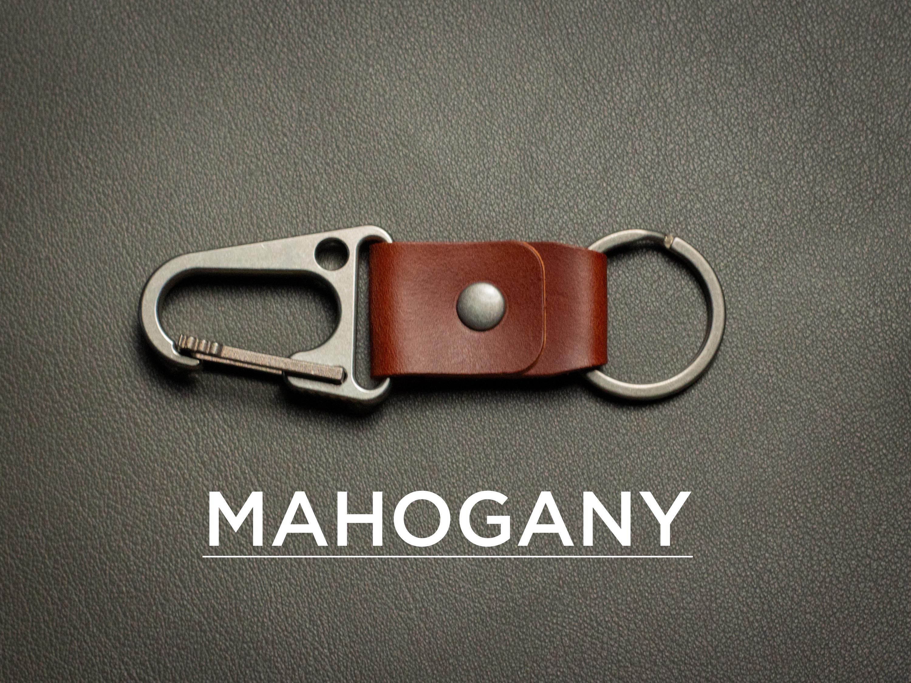 Titanium Carabiner Leather Keychain, Minimalist Full Grain Italian