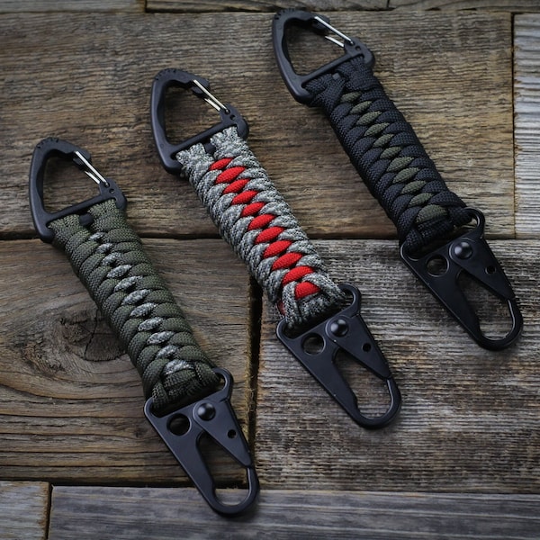 Tactical Paracord Rifle Clip | HK Hook With Triangle Carabiner EDC Keychain