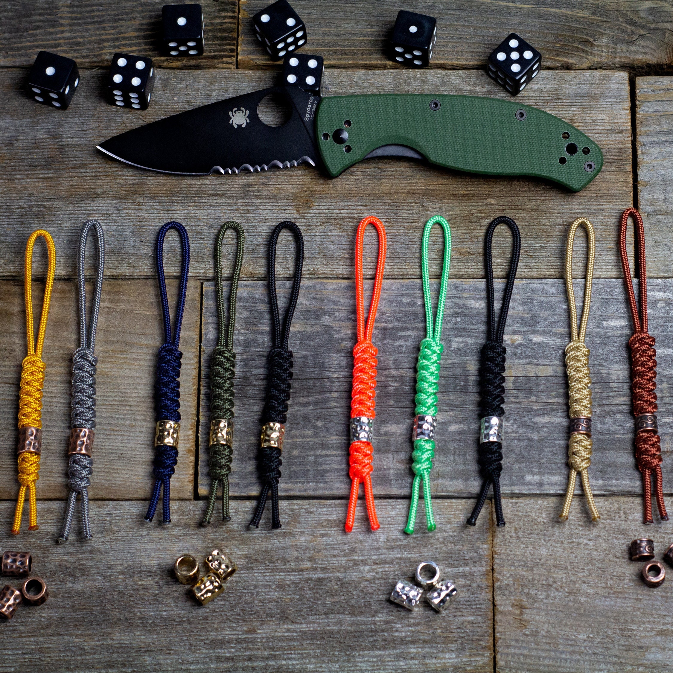 275 Paracord Knife Lanyard With Tibetan Red Copper Bead EDC - Etsy