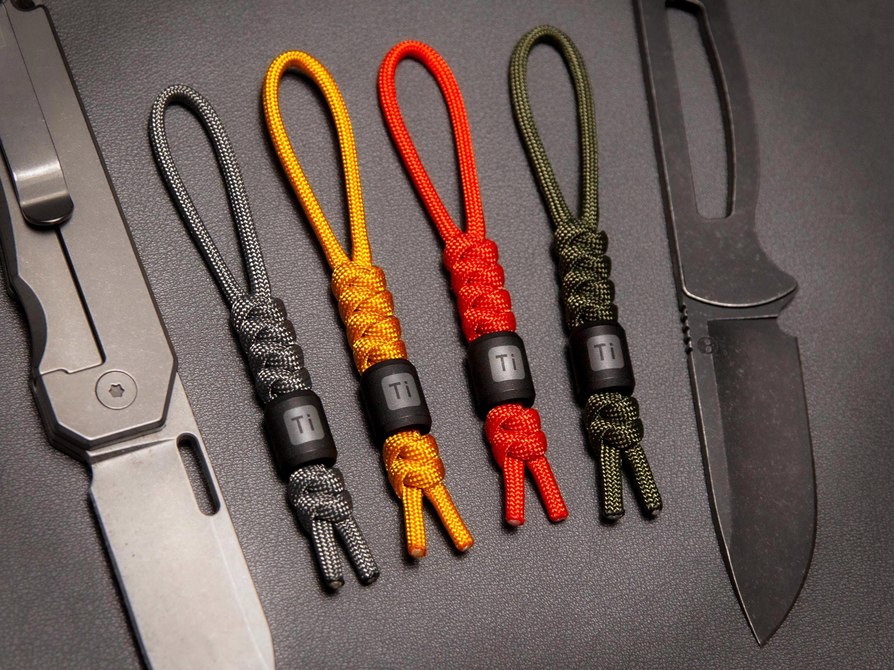 Matte Black Ti Titanium Bead Paracord EDC Knife Lanyard | Choose