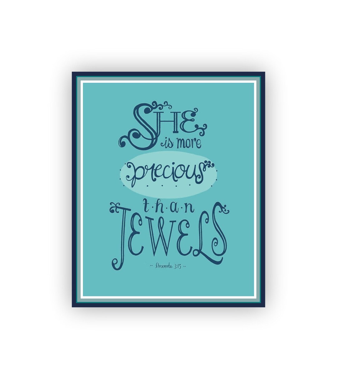 Printable Bible Verse - Teal Nursery Decor, Proverbs 3:15, More ...