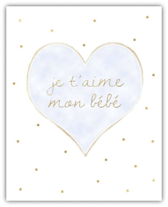 Printable Wall Art Baby Boy Gift Je T Aime Mon Bebe Etsy