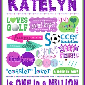 Printable Best Friend Gift, Children's Art, Birthday Girl, What I Love ...