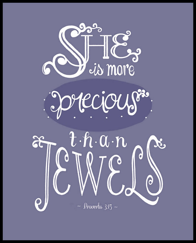 Proverbs 315 She is More Precious than Jewels Girls Bible Etsy